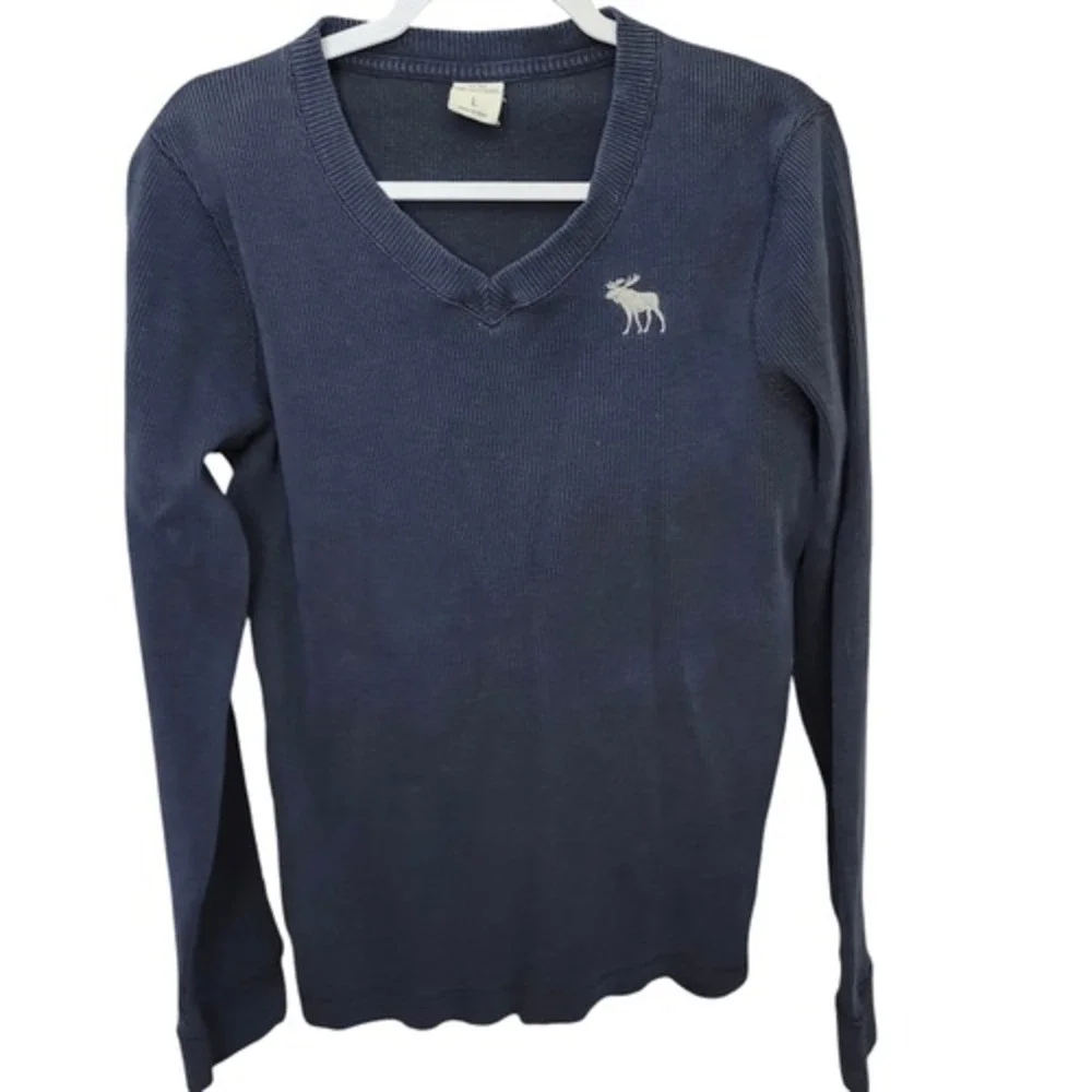 Abercrombie and Fitch Men's‎ Blue v-neck long sleeve pullover sweater Sz LG